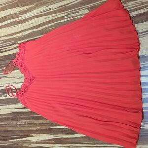 LAST CHANCE or CHARITY Gianni Bini Orange Pleated Dress with Lace Accents